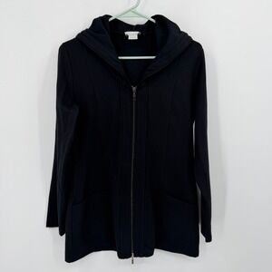 Soft Surroundings Black Full Zip Hooded Jacket Cardigan Long Sleeve Women Size S